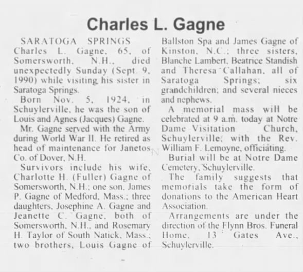 Obituary for Charles SARATOGA SPRISGS (Aged 65)